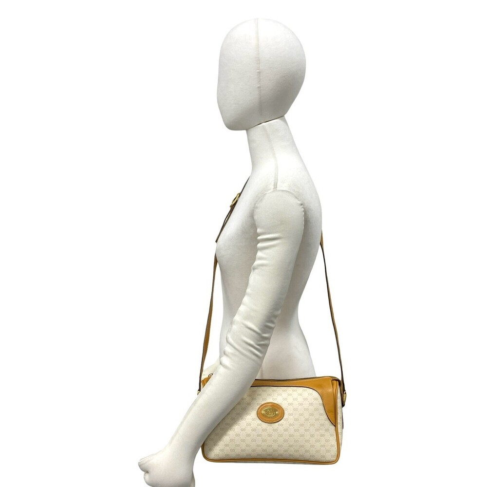 GUCCI Old Gucci Micro GG Logo Pattern Leather Shoulder Bag with Hardware, Cam... - Picture 2 of 9